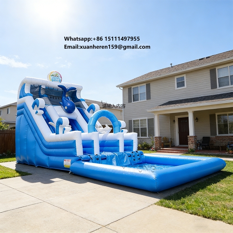 Water Slide Inflatable - Backyard Water Slide Outdoor Jumping Water