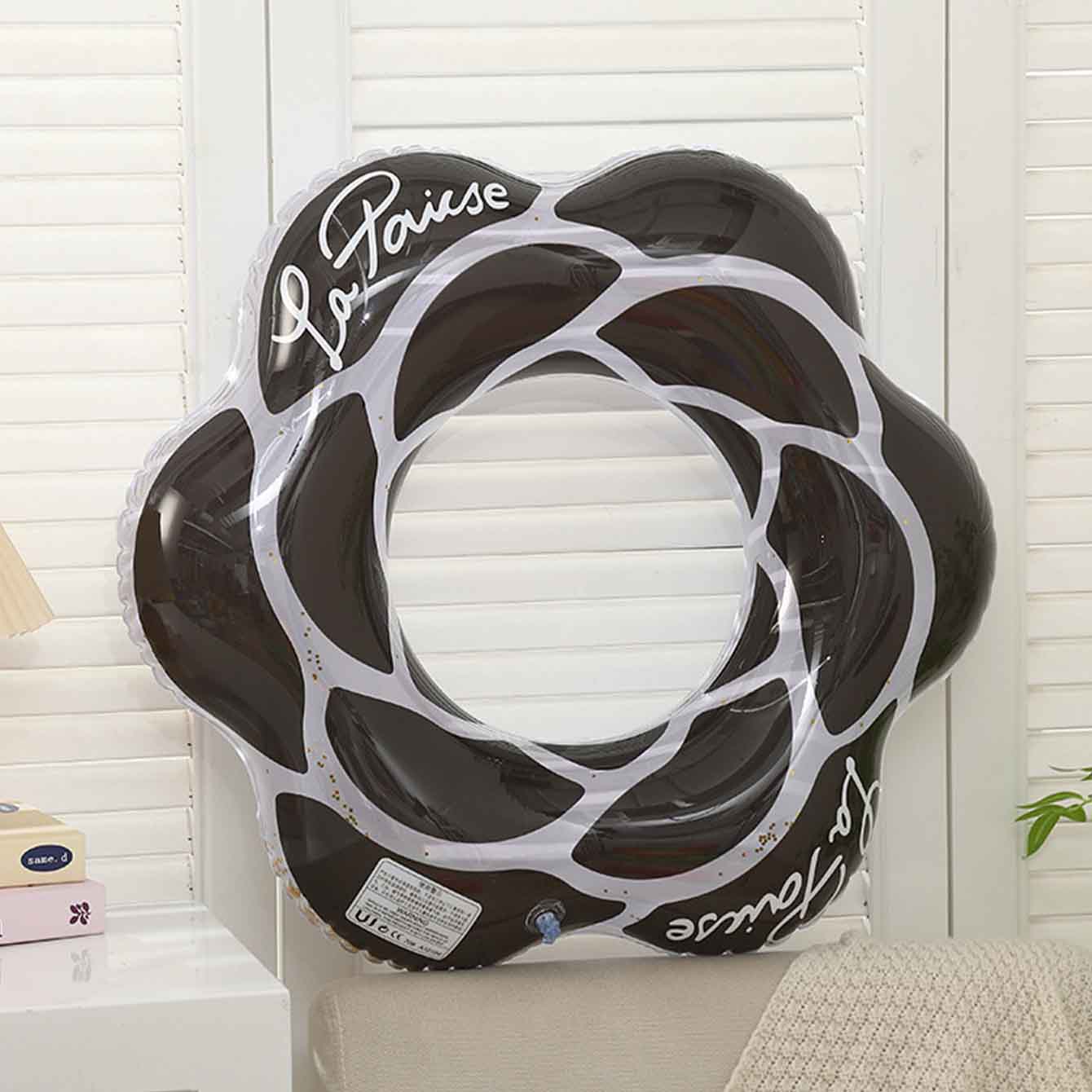 1PC Pink Black Flower Inflatab - Pool Float Ring Inflatable review and price