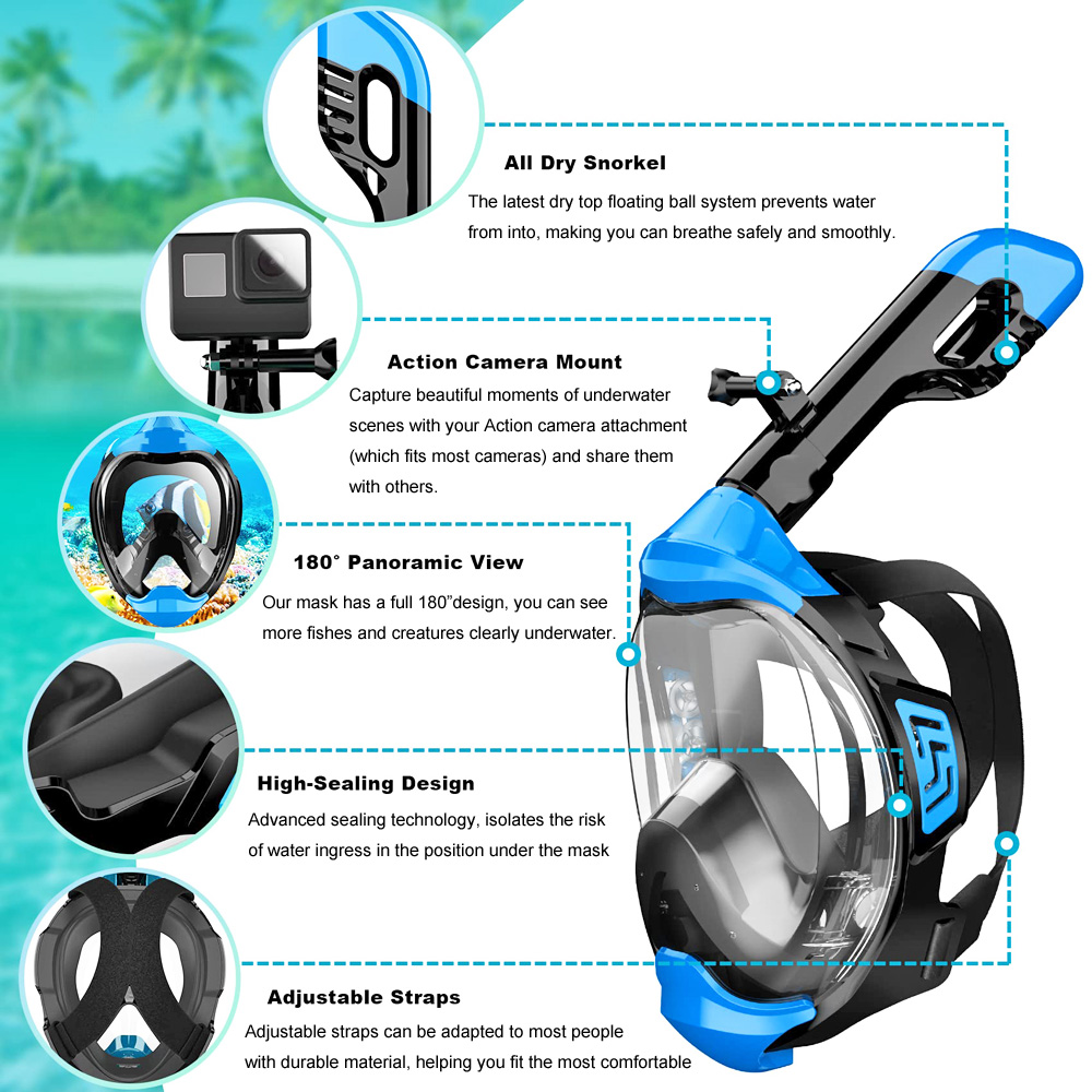 Full Face Snorkel Mask with La - Snorkel Mask Full Face review and price