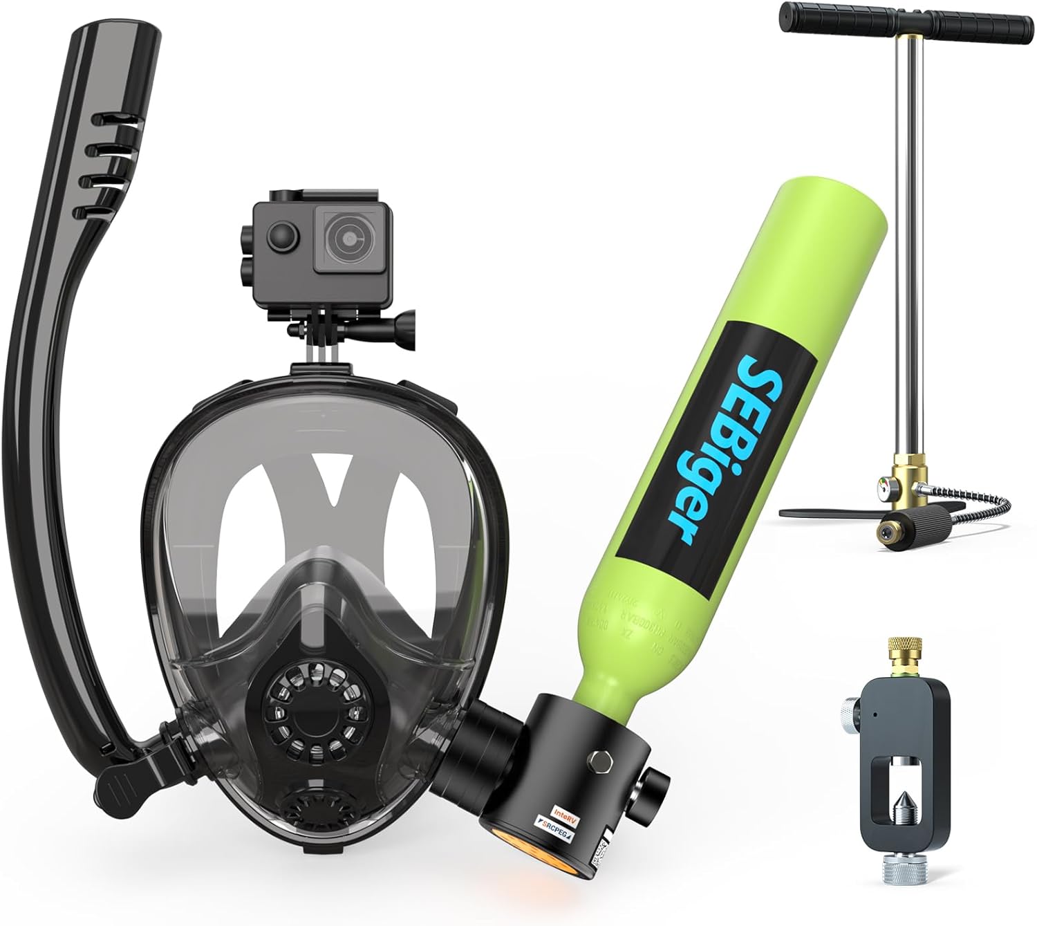 Mini Scuba Tank 0.5L with Full - Snorkel Mask Full Face review and price