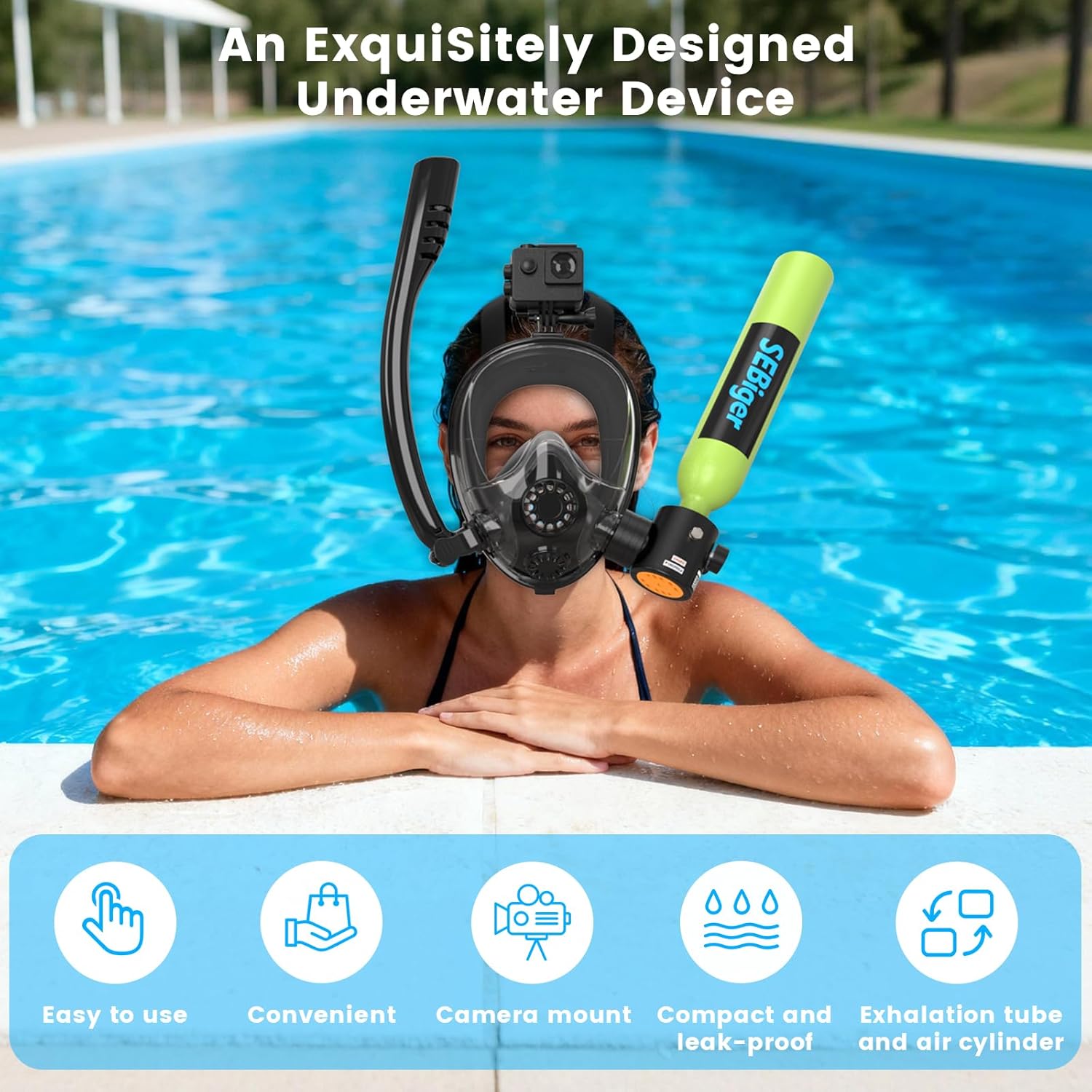Mini Scuba Tank 0.5L with Full - Snorkel Mask Full Face review and price